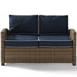 Pemberly Row 3-Piece Fabric Patio Sofa Set in Brown and Navy