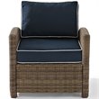 Pemberly Row 3-Piece Fabric Patio Sofa Set in Brown and Navy