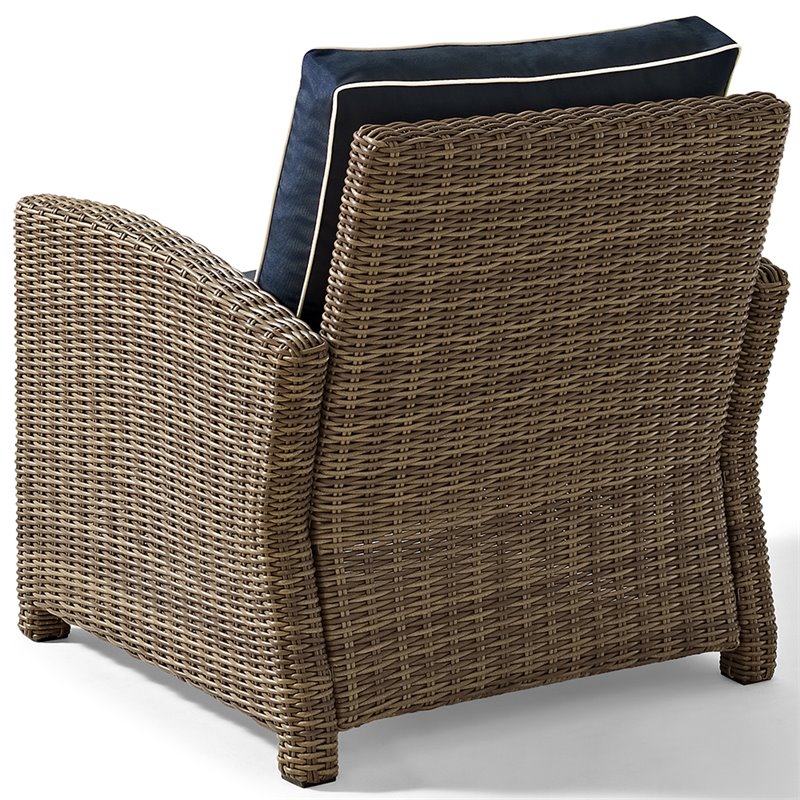 Pemberly Row 3-Piece Fabric Patio Sofa Set in Brown and Navy