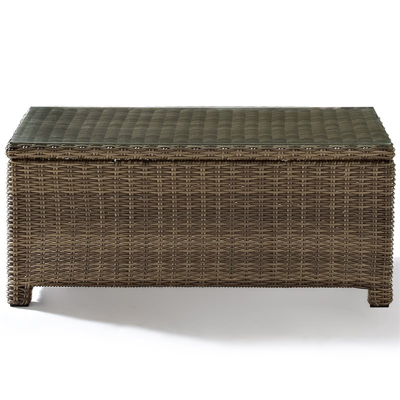 Pemberly Row 3-Piece Fabric Patio Sofa Set in Brown and Navy