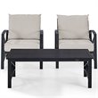 Pemberly Row 3-Piece Fabric Conversation Set in Oil Bronze/Oatmeal