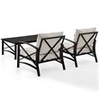 Pemberly Row 3-Piece Fabric Conversation Set in Oil Bronze/Oatmeal