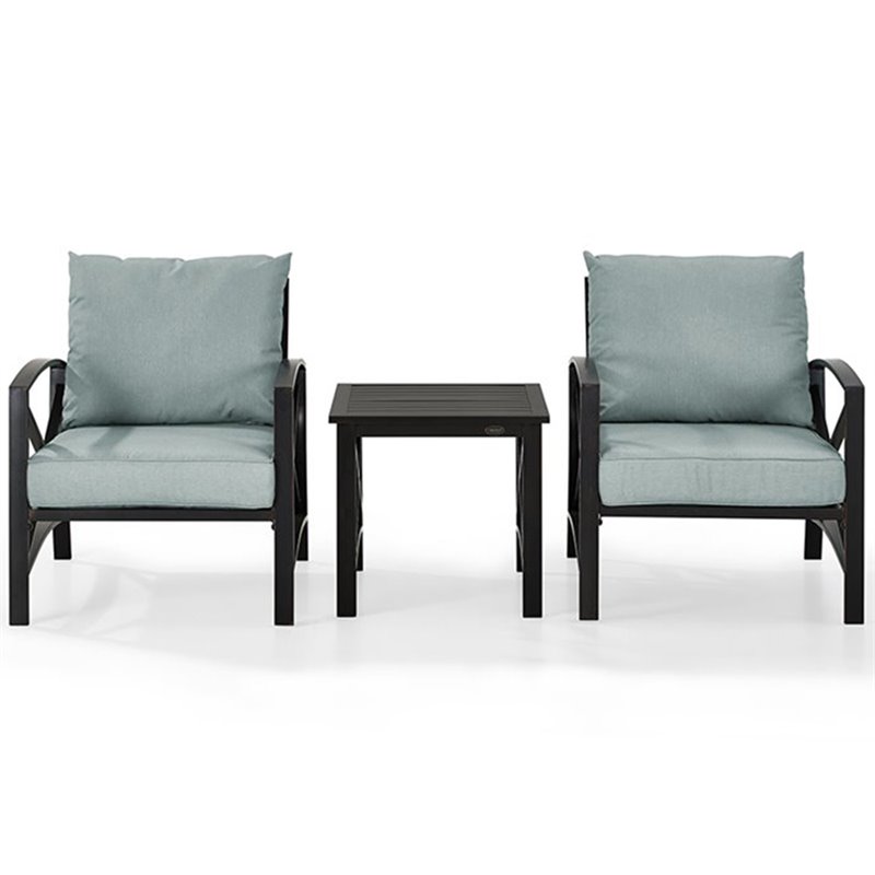 Pemberly Row 3-Piece Fabric Conversation Set in Oil Bronze/Mist Green