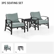 Pemberly Row 3-Piece Fabric Conversation Set in Oil Bronze/Mist Green
