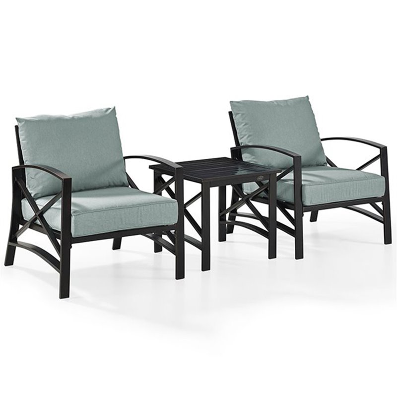 Pemberly Row 3-Piece Fabric Conversation Set in Oil Bronze/Mist Green