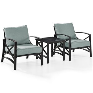 Pemberly Row 3-Piece Fabric Conversation Set in Oil Bronze/Mist Green