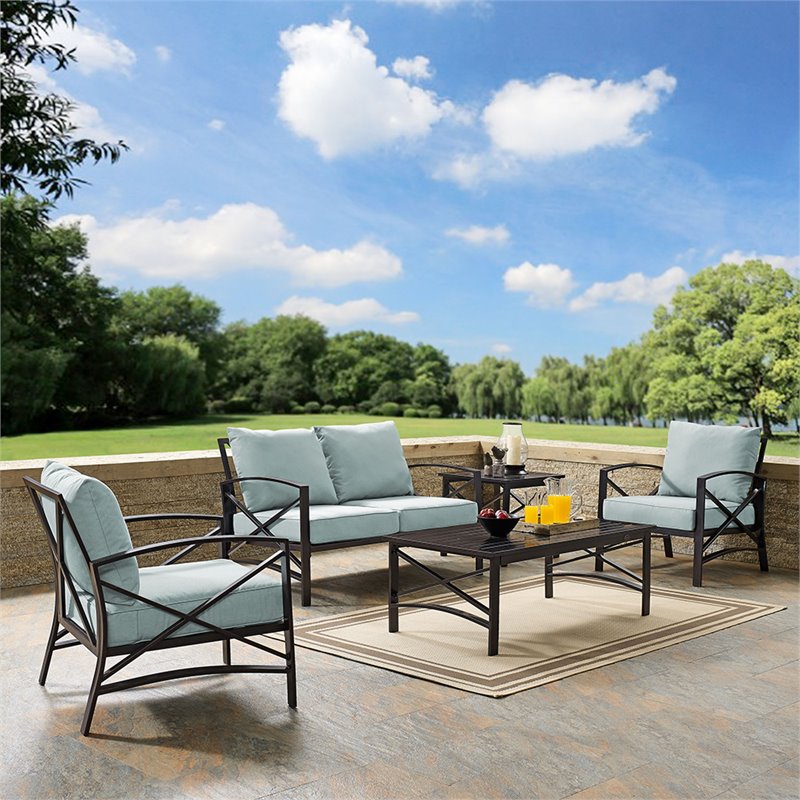 Pemberly Row 5-Piece Fabric Sofa Set in Oil Rubbed Bronze/Mist Green