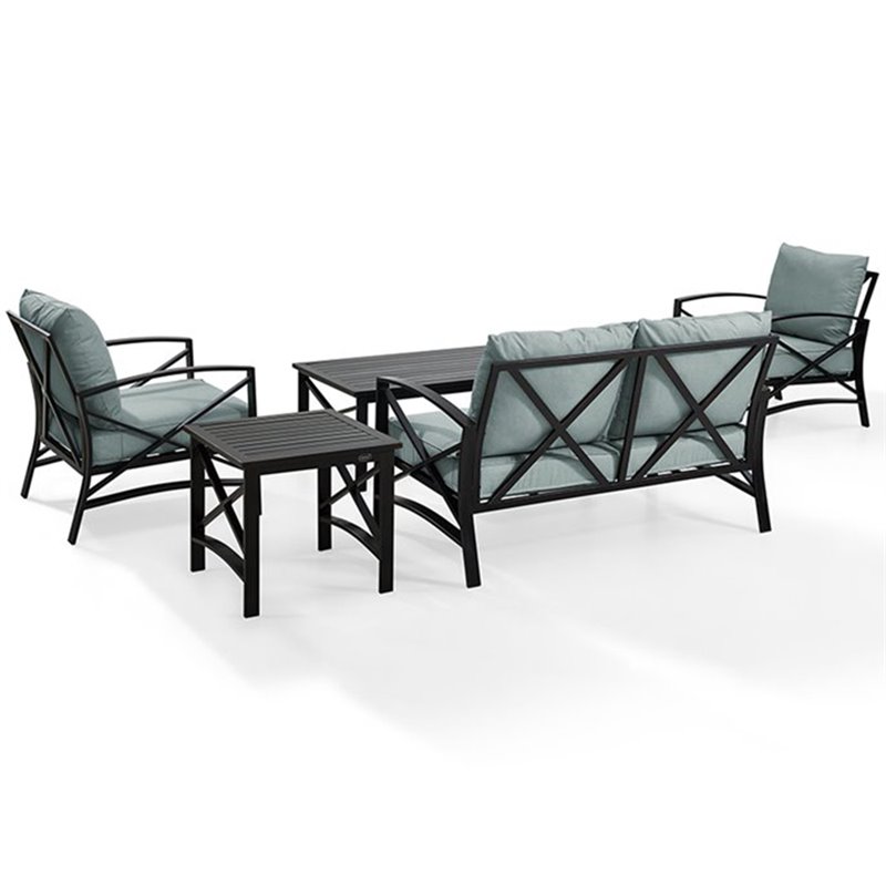 Pemberly Row 5-Piece Fabric Sofa Set in Oil Rubbed Bronze/Mist Green