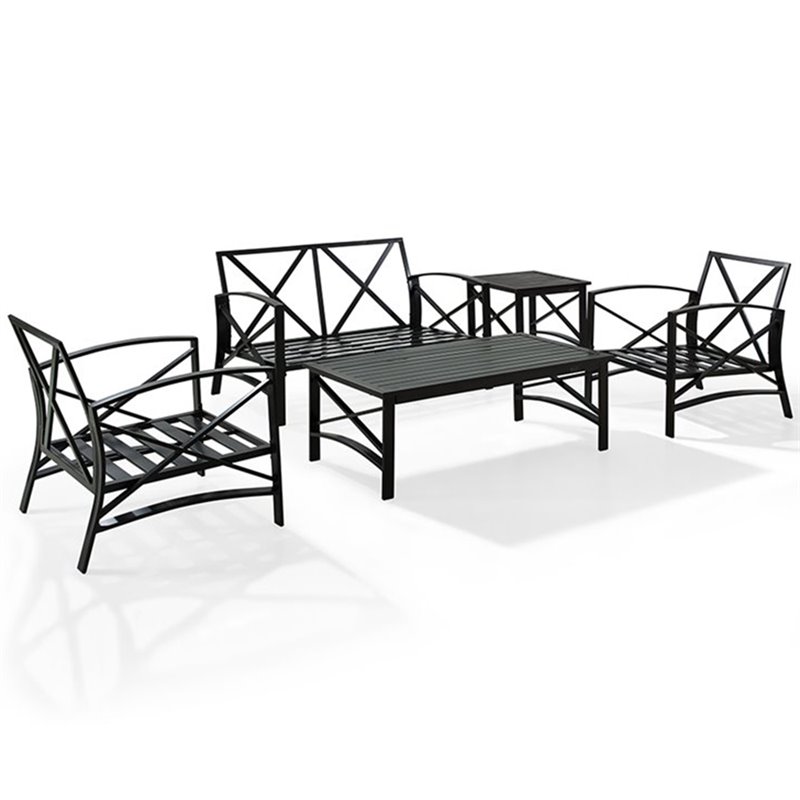 Pemberly Row 5-Piece Fabric Sofa Set in Oil Rubbed Bronze/Mist Green