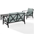Pemberly Row 3-Piece Fabric Sofa Set in Oil Rubbed Bronze/Mist Green
