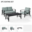 Pemberly Row 3-Piece Fabric Sofa Set in Oil Rubbed Bronze/Mist Green