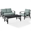 Pemberly Row 3-Piece Fabric Sofa Set in Oil Rubbed Bronze/Mist Green