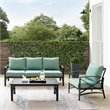 Pemberly Row Modern 3-Piece Metal Outdoor Sofa Set in Mist Green