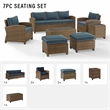 Pemberly Row Modern 7-piece Fabric Outdoor Sofa Set in Navy/Brown