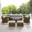 Pemberly Row Modern 7-piece Fabric Outdoor Sofa Set in Gray/Brown