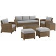 Pemberly Row Modern 7-piece Fabric Outdoor Sofa Set in Gray/Brown