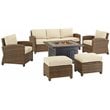 Pemberly Row Modern 6-piece Fabric Outdoor Sofa Set in Sand/Brown