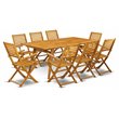 Pemberly Row Traditional 9-piece Wood Patio Set in Natural Oil