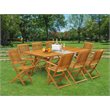 Pemberly Row Traditional 9-piece Wood Outside Patio Dining Set in Natural Oil