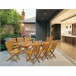Pemberly Row Traditional 9-piece Wood Patio Dining Set in Natural Oil