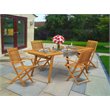 Pemberly Row Traditional 5-piece Wood Outside Patio Dining Set in Natural Oil