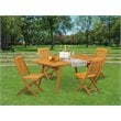 Pemberly Row Traditional 5-piece Wood Patio Dining Set in Natural Oil