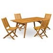 Pemberly Row Traditional 5-piece Wood Patio Dining Set in Natural Oil