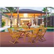 Pemberly Row Traditional 7-piece Wood Patio Set in Natural Oil