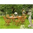 Pemberly Row Traditional 7-piece Wood Outdoor Set in Natural Oil