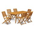 Pemberly Row Traditional 7-piece Patio Dining Set with Slat Back in Natural Oil