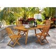 Pemberly Row Traditional 5-piece Wood Outdoor Dining Set in Natural Oil