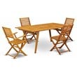 Pemberly Row Traditional 5-piece Wood Outdoor Dining Set in Natural Oil