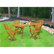 Pemberly Row Traditional 5-piece Wood Patio Set in Natural Oil