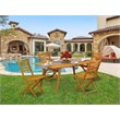 Pemberly Row Traditional 5-piece Wood Outdoor Set in Natural Oil