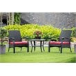 Pemberly Row Contemporary 3-piece Metal Patio Dining Set in Black