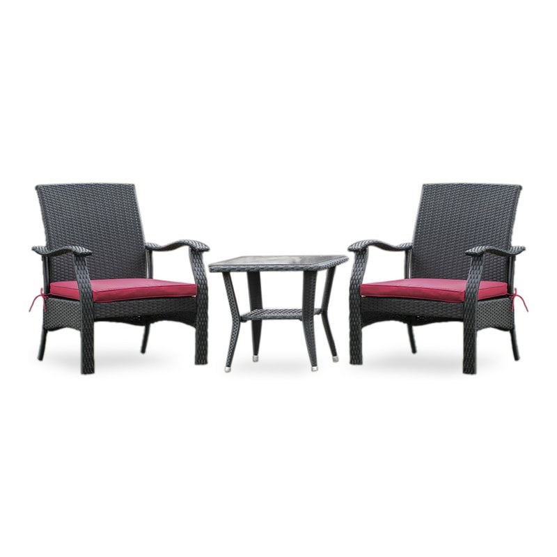 Pemberly Row Contemporary 3-piece Metal Patio Dining Set in Black