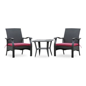 Pemberly Row Contemporary 3-piece Metal Patio Dining Set in Black