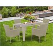 Pemberly Row Modern 5-piece Patio Dining Set with Armchairs in Natural