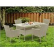 Pemberly Row Contemporary 5-piece Metal Patio Set in Natural
