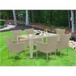 Pemberly Row Modern 7-piece Patio Dining Set with Armchairs in Natural
