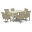 Pemberly Row Modern 7-piece Patio Dining Set with Armchairs in Natural