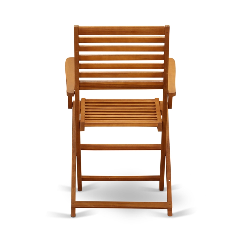 Pemberly Row Wood Patio Table with 4 Lawn Armchairs in Natural Oil Finish