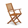Pemberly Row Wood Patio Table with 4 Lawn Armchairs in Natural Oil Finish