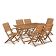 Pemberly Row Contemporary 7-Piece Outdoor Patio Dining Set in Natural Oil