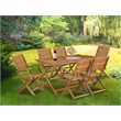 Pemberly Row Contemporary 7-Piece Outdoor Patio Dining Set in Natural Oil