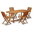 Pemberly Row Traditional 5-piece Wood Backyard Set in Natural Oil