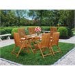 Pemberly Row Traditional 7-piece Wood Balcony Set in Natural Oil