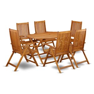 Pemberly Row Traditional 7-piece Wood Balcony Set in Natural Oil