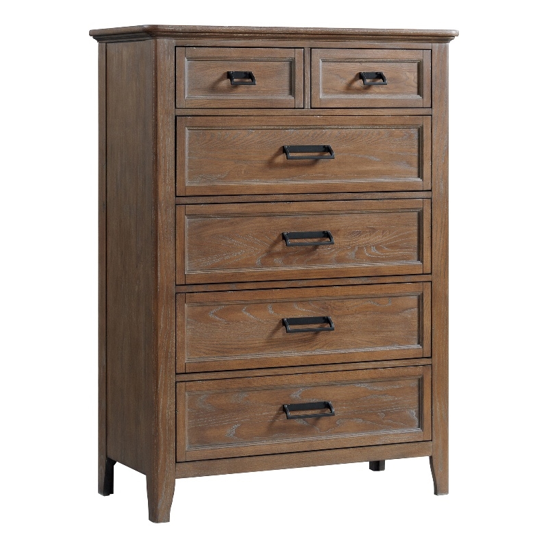 Pemberly Row Bedroom 6-Drawer Transitional Wood Chest in Brown