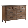 Pemberly Row Transitional Bedroom 7-Drawer Wood Dresser in Harvest Brown